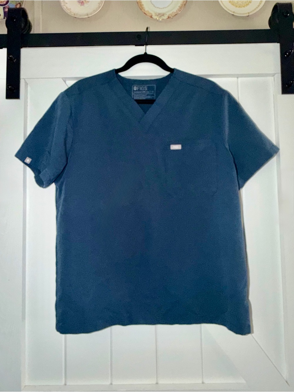 Figs Technical Collection Scrub Top Navy Blue Size M